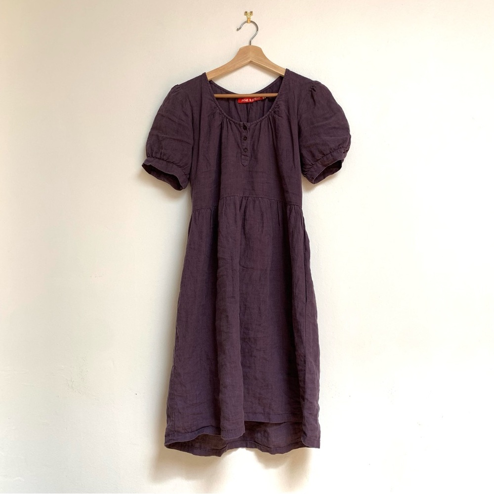 Pyne & Smith No. 33 Plum Puff Sleeve Linen Dress